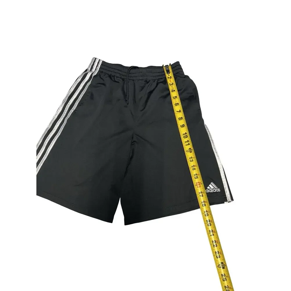 Adidas Kids XL 18-20 Black Athletic Shorts 3 Stripe Soccer Drawstring Logo Youth